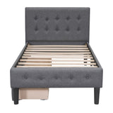 Twin Size Upholstered Platform Bed with 2 Drawers, Gray WF298240AAE