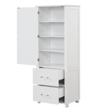 ZUN Tall Bathroom Storage Cabinet, Freestanding Storage Cabinet with Two Drawers and Adjustable Shelf, WF312728AAK