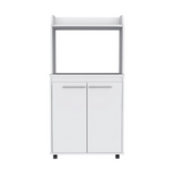 Kitchen Cart 49" H, Two Door Cabinet, One Open Shelf, Two Interior Shelves, White B097133071