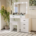 ZUN White color adjustable dressing table with 4 drawers W2139P179897