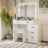 ZUN White color adjustable dressing table with 4 drawers W2139P179897