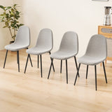 Dining Chairs Set of 4 modern kitchen dining chairs, linen padded seats, and sturdy black metal leg 14491893
