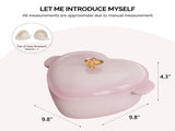 Enameled cast iron heart-shaped cooking pot, 24 cm inner diameter, 4 QT, gold heartshaped handle, 47502047
