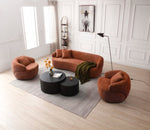 ZUN 360&deg; Swivel Mid Century Modern Curved Sofa, 1-Seat Cloud couch Boucle sofa Fabric Couch, Orange W876P199948