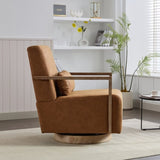 30.3"W Swivel Modern Upholstered Accent Chair with Solid Wood Armrests and 360 Degree Comfy Lounge W1298P246436