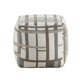 Square Pouf Multi-Color Jacquard Fabric Upholstery Modern Ottoman, Footstool, Non-Slip Floor Pouf, B011P251651