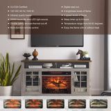 ZUN 55 inch TV Media Stand with Electric Fireplace KD Inserts Heater,Gray Wash Color W1769132643