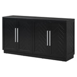 TREXM Sideboard with 4 Doors Large Storage Space Buffet Cabinet with Adjustable Shelves and Silver N715P192557B