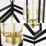 ZUN 8-Light Lantern Tired Farmhouse Ceiling Hanging Light Black Chandelier Metal Modern Pendant Light W1592P209881