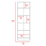 Multistorage Cabinet 71" H, Two Doors, Five Internal Shelves, Light Oak / Black B097132950