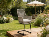 light Grey PE Rattan Outdoor Armchair Spring Support, Set of 2 All-Weather Patio Furniture W3990P436957
