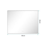 ZUN 48x36 Inch LED Backlit Bathroom Mirror with Metal Frame, Wall Mounted Vanity Mirror with Smart Touch 95902060