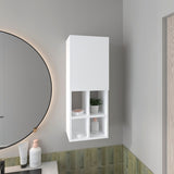 White Wall-Mounted Bathroom Cabinet with Door and 4 Open Shelves B062P323177