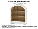 Arched Small Bookcase,Arched Storage Cabinet,Wooden Modern Arched Top Bookshelf 3 Shelves,White W2557P331018
