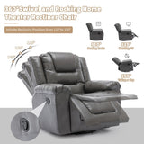 3 Seater Home Theater Recliner Manual Recliner Chair with Two Built-in Cup Holders for Living WF323620AAE