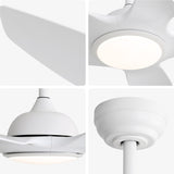 ZUN 48 Inch Ceiling Fan with Dimmable LED Light and Remote Control, 5 ABS Blades DC Motor White W934P211116