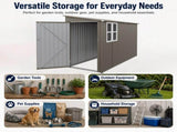 4*9FT Olive Grey Outdoor Metal Storage Shed, Galvanized Thick Frame Color Steel Tool House with 80842455