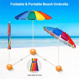 8 Ft Beach Umbrella With UV Protection 16-Ribbed Windproof Frame 72593657