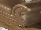 Leinster Faux Leather Sofa and Loveseat with Antique Bronze Nailheads T2574P196937