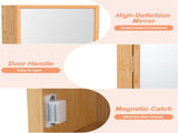 14"5.5"24" Bamboo Bathroom Medicine Cabinet with Mirror, Wall Mounted Storage Organizer, 03550723