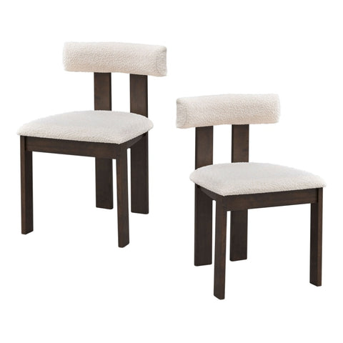 ZUN Wooden Dining Chairs Set of 2, Modern Boucle Upholstered Side Chairs,Mid Century Modern W2582P188302