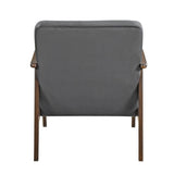 ZUN Mid-Century Modern Design 1pc Accent Chair Dark Gray Velvet Upholstery Dark Walnut Finish Wood, B011P256602