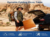 60" x 30" Foldable Boho Low Picnic Table, Solid Wood Beach Table with Adjustable Legs, Portable 63485487