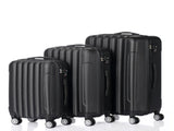 ABS Trolley Case 20in 24in 28in 3PCS Suitcase Set Striped Textured Suitcase Black 59497165