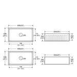 ZUN Fireclay 33" L X 20" W Farmhouse Kitchen Sink with Grid and Strainer JYCAS8280WH