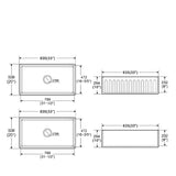 ZUN Fireclay 33" L X 20" W Farmhouse Kitchen Sink with Grid and Strainer JYCAS8280WH