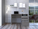 ZUN Dublin Three Drawer Computer Desk, One Shelf -Light Gray B20091906