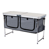 Outdoor Folding Camping Table with Storage Compartment, 4ft Portable Pinic Table with 3 Adjustable 49975057