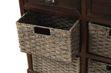 Rustic Storage Cabinet with Two Drawers and Four Classic Rattan Basket for Dining Room/Living Room 43293807