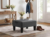 Small Footstool Ottoman with Thick Cushion, Angled Legs, Hidden Storage Compartment, Dark Gray 06166246