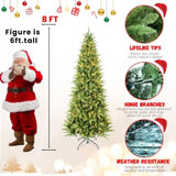 Artificial 8ft Green Christmas Tree with 1612PVC/Hard Needle Mixed Branch Tips, 500L warm white led, 98277743