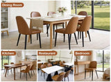 Brown Leather Identities Chair with Metal Legs, Armless Chair Set of 4 for Kitchen, Restaurant, T3967P497835