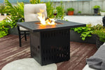 ZUN 34inches Steel fire pit table Gas Fire Pit for Outdoor Outside Patio Deck and Garden Black W853P202186