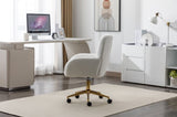 ZUN 005-Teddy Fabric 360 Swivel Home Office Chair With Gold Metal Base And Universal Wheels,Ivory 75048462