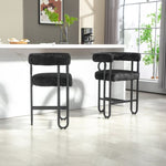 ZUN House Hold Bar Set of 2, Modern Bar Stool with Back, Black Metal Frames, Upholstered Bar W1588P194942