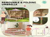 Flamingo Theme Kids Picnic Table Set, Pink Outdoor Table with Foldable Umbrella, Removable Cushions 44490164