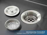 Stainless Steel Kitchen Sink, 32x19 Double Bowl in Black, Overmount Handmade Sink, with US 87676543