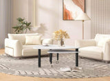 360 degree roratable White Sintered Stone Top Rotatable modern Coffee Table for Living Room, rock W2899P372758