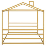 Metal House Shape Platform Bed, Gold, Queen MF314071AAL