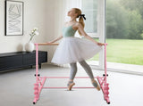 3.5FT Pink Solid Wood Ballet Barre With Adjustable Range Of 31.5-39.5 Inches For Dance Practice 23922331