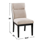 Set of 2 Padded Fabric Dining Chairs in Black and Beige B016P156454