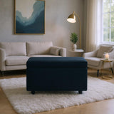 Black Corduroy Upholstered Storage Ottoman Black Round Rubber Feet 634343cm, Hidden Storage 12672084