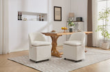 ZUN 058-Set of 2 Chenille Fabric Dining Chairs With Universal Wheels,Beige W527P242552