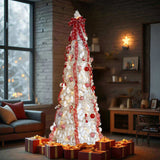 7 FT Fully Decorated Pre-lit Christmas Tree, Pop Up Artificial Xmas Tree with 170 Warm Lights and 98384148