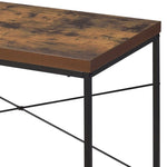 ZUN Weathered Oak and Black Writing Desk with Metal Sled Base B062P184521