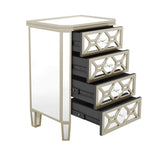 ZUN Elegant Mirrored 4-Drawer Chest with Golden Lines Storage Cabinet for Living Room, Hallway, Entryway WF302317AAN